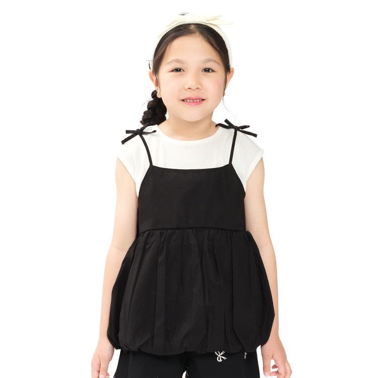 【WEB限定】【90～150cm】バルーンチュニックTシャツ(ブラック-95cm)