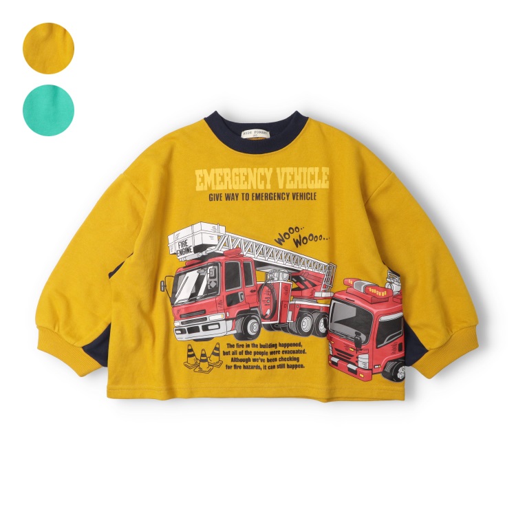 消防車・救急車裏毛トレーナー