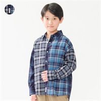 チェック長袖柄シャツ