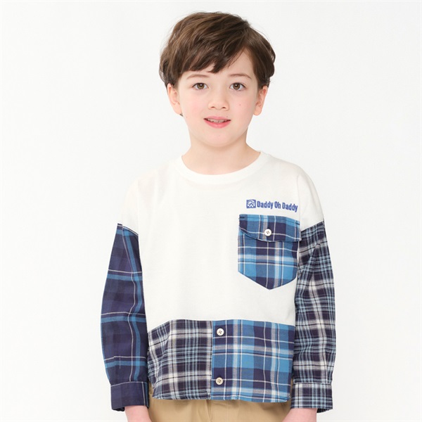 チェック柄切替長袖Tシャツ 長袖Tシャツ｜子供服・ベビー服の通販は 