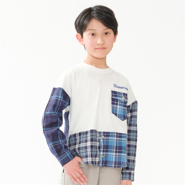 チェック柄切替長袖Tシャツ 長袖Tシャツ｜子供服・ベビー服の通販は