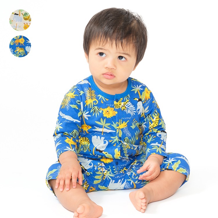 *【WEB限定】動物総柄長袖Tシャツロンパース