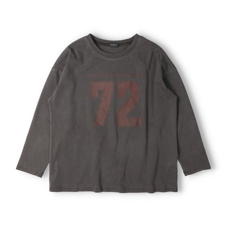 【130～160cm】ナンバープリント長袖Tシャツ(ブラック-160cm)