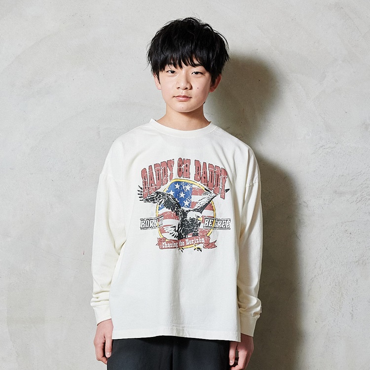 *【WEB限定】プリント長袖Tシャツ(オフホワイト-140cm)