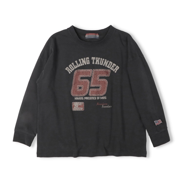 *【WEB限定】ナンバーロゴプリント長袖Tシャツ(ブラック-120cm)