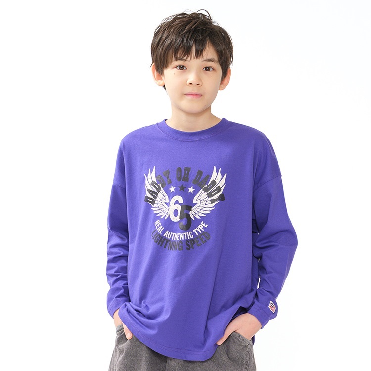 【WEB限定】プリント長袖Tシャツ(パープル-160cm)