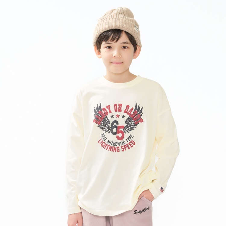 【WEB限定】プリント長袖Tシャツ(オフホワイト-170cm)