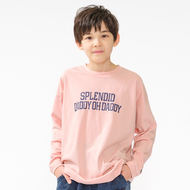 *【WEB限定】ロゴプリント長袖Tシャツ(ピンク-120cm)