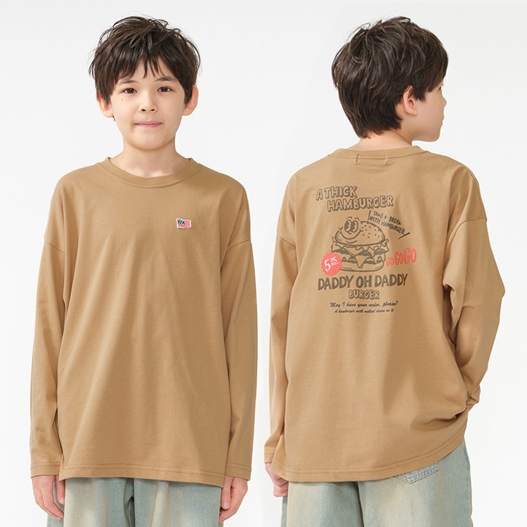 *【WEB限定】ハンバーガープリントTシャツ(ベージュ-140cm)