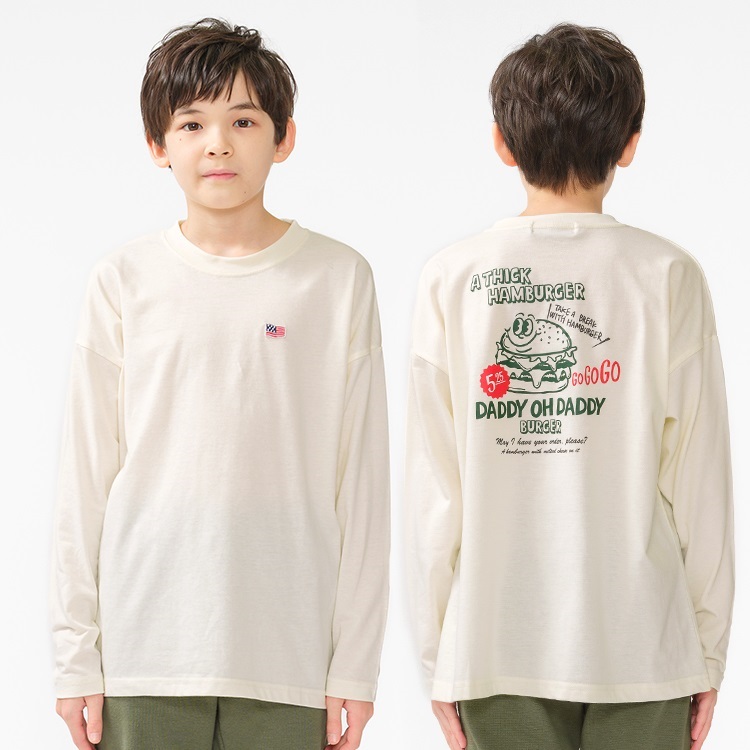 *【WEB限定】ハンバーガープリントTシャツ(オフホワイト-150cm)