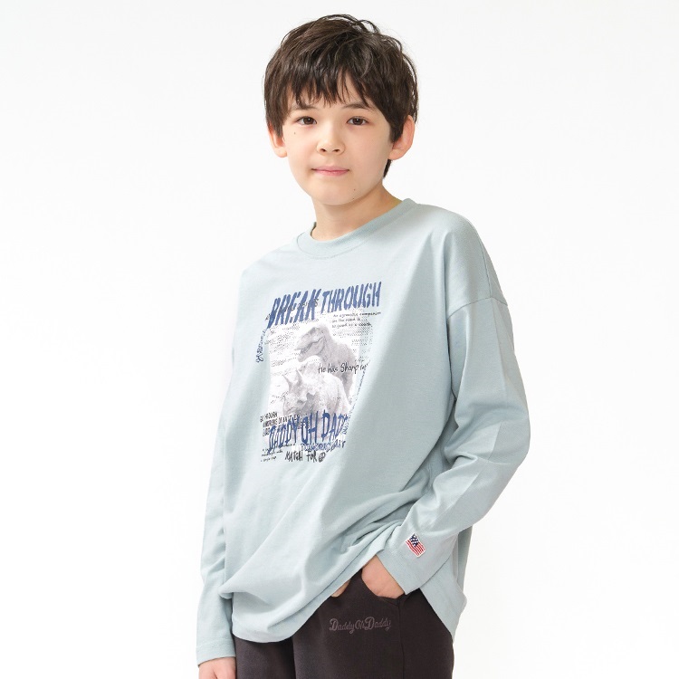 【WEB限定】恐竜プリント長袖Tシャツ(ライトグリーン-130cm)
