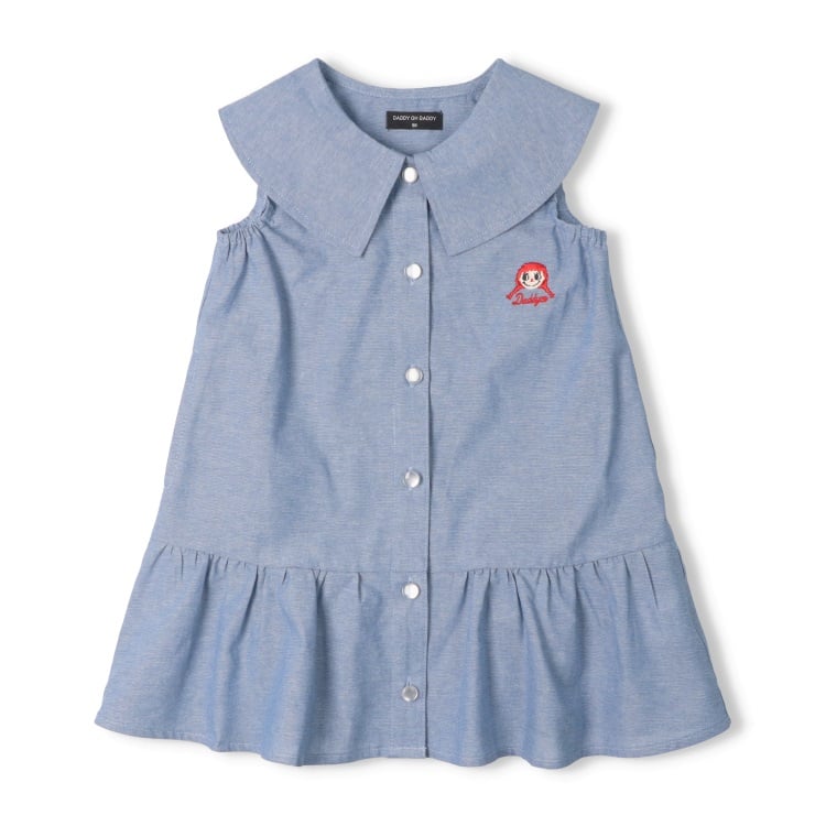 *ダディコ刺繍ダンガリーワンピース(ブルー-100cm)