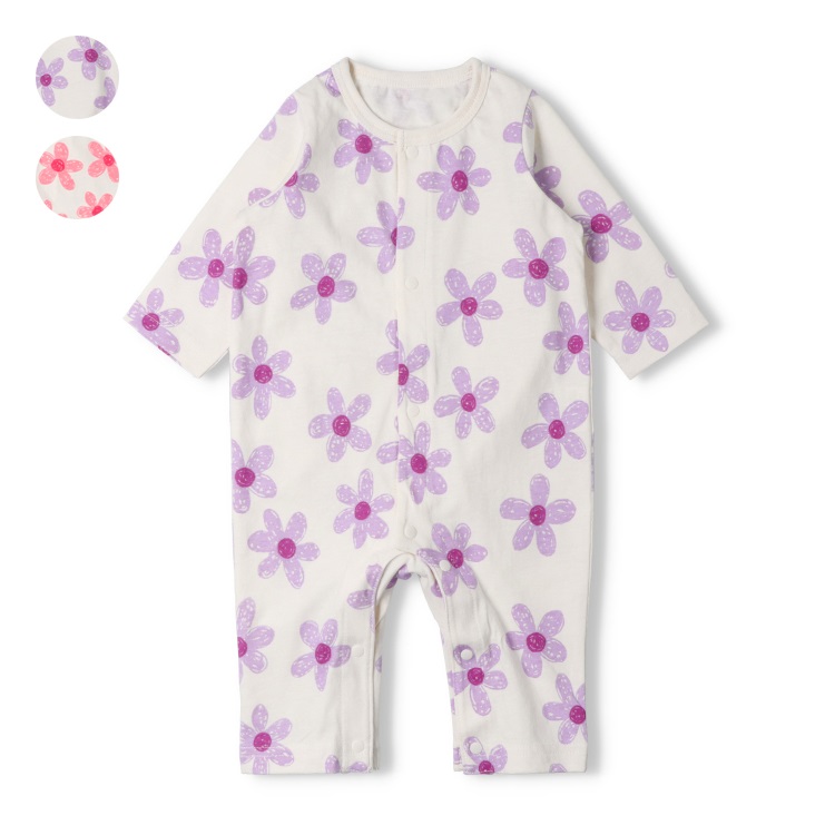 【WEB限定】お花柄長袖Tシャツロンパース