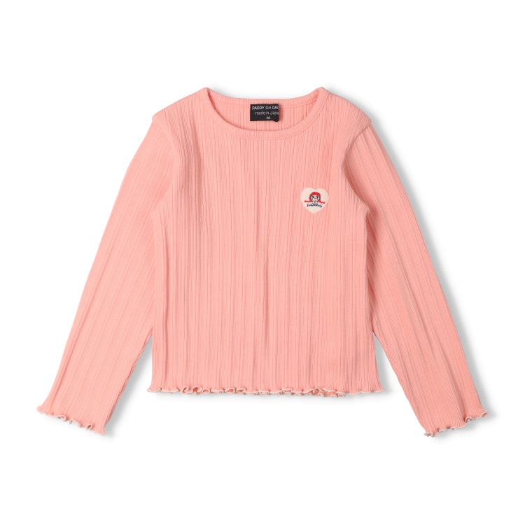 *ダディコワッペン付テレコ長袖Tシャツ(ピンク-100cm)