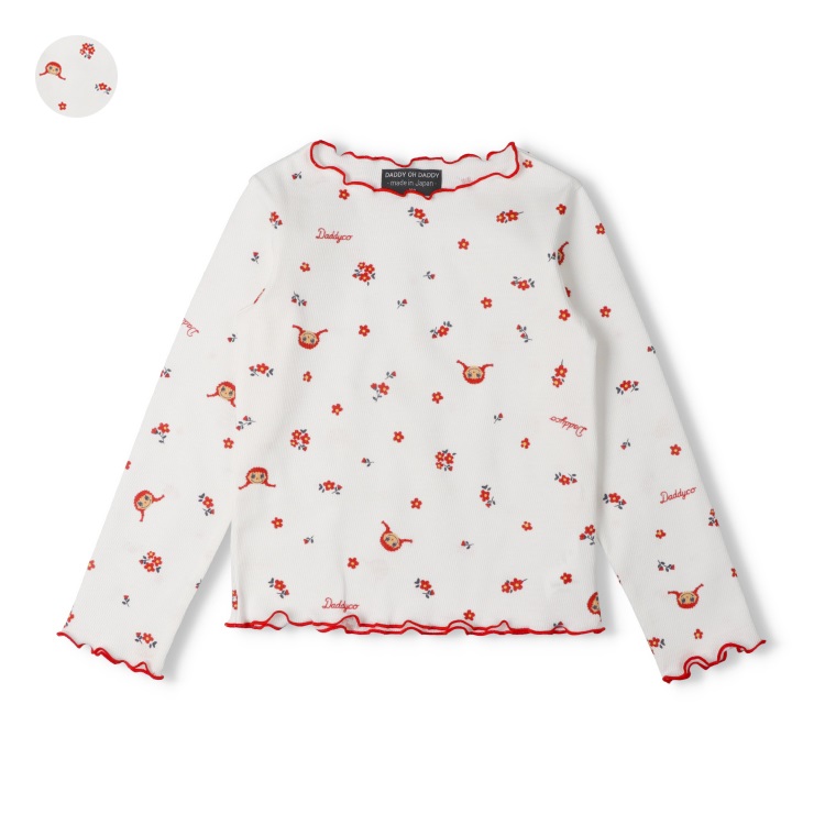 ダディコ小花柄ワッフル長袖Tシャツ