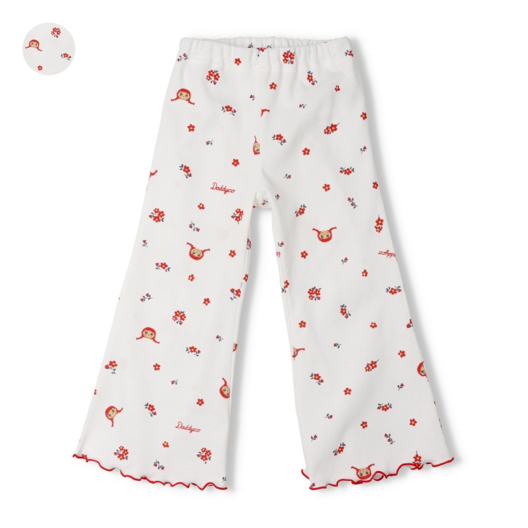 ダディコ総柄ワッフルフレアロングパンツ