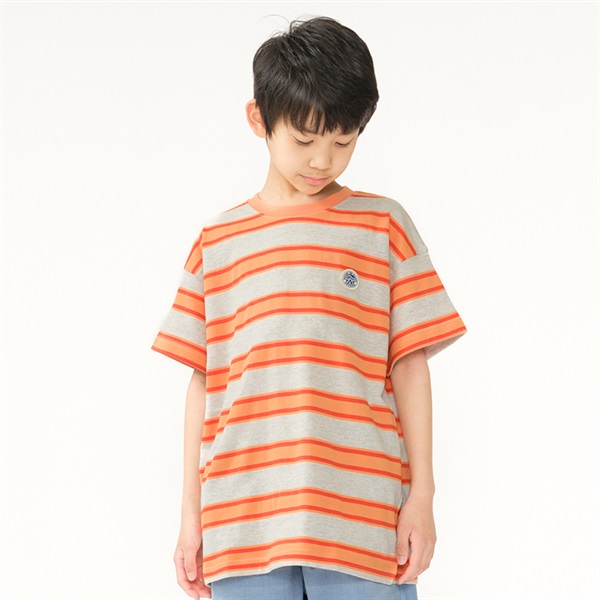 ボーダー半袖Tシャツ(オレンジ-140cm)