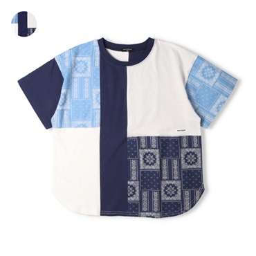 バンダナ柄切替半袖Tシャツ(140-160cm)
