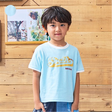 ロゴプリントリンガー半袖Tシャツ
