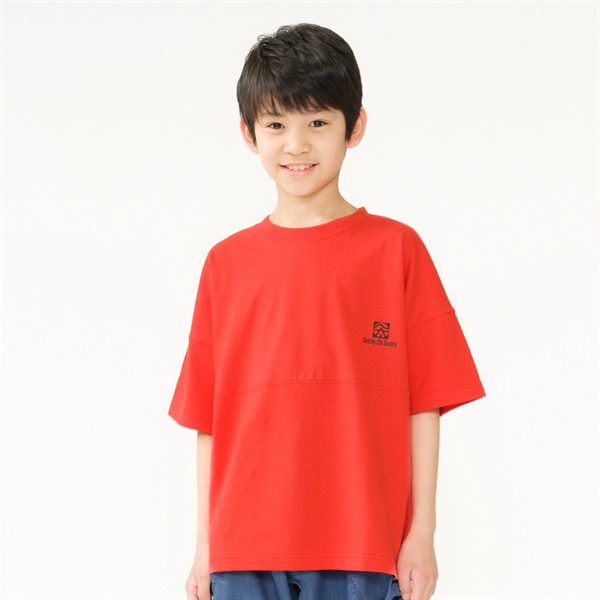ロゴバックプリント半袖Tシャツ(レッド-140cm)
