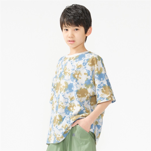 グラデーションタイダイプリント半袖Tシャツ(ブルー-140cm)