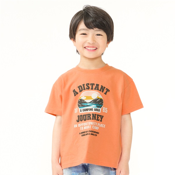 プリント半袖Tシャツ(オレンジ-90cm)