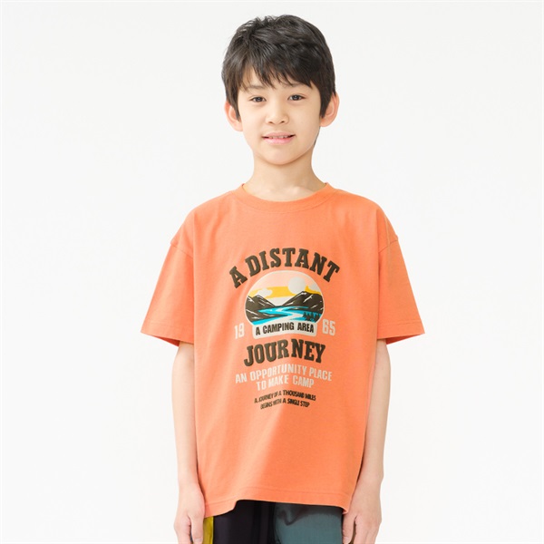 プリント半袖Tシャツ(オレンジ-140cm)