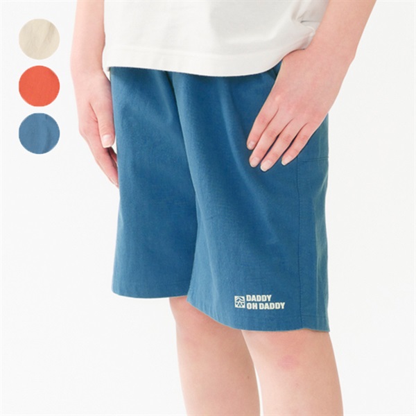 コットンクロス無地5分丈ハーフパンツ(140-160cm)