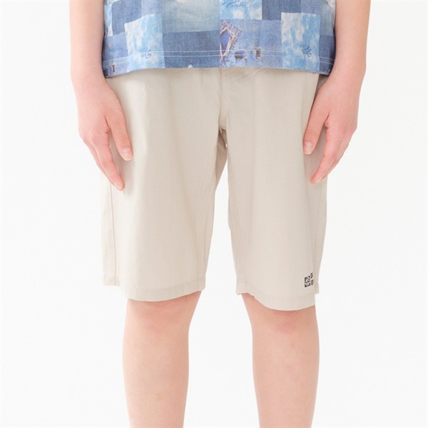コットンクロス無地5分丈ハーフパンツ(140-160cm)(ホワイト-160cm)