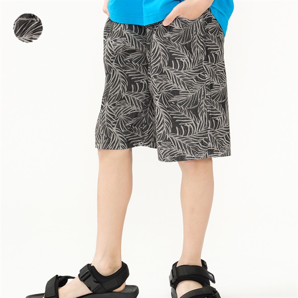 ボタニカル柄デニム5分丈ハーフパンツ