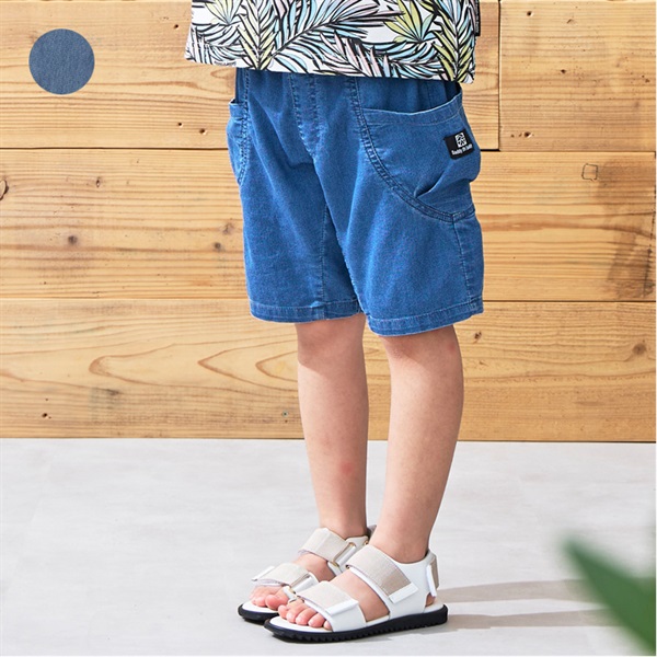 接触冷感メッシュデニム5分丈ハーフパンツ