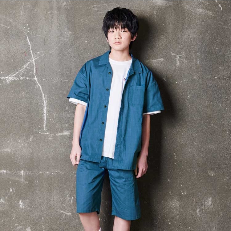 【WEB限定】半袖シャツ・ハーフパンツセット(ブルーグリーン-170cm)