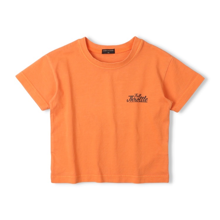 車バックプリント半袖Tシャツ(オレンジ-150cm)