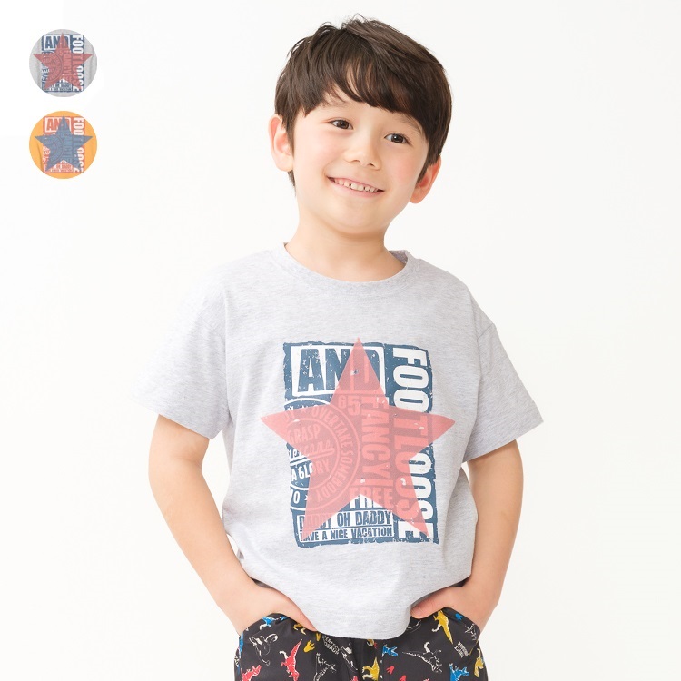 星フロッキープリント半袖Tシャツ