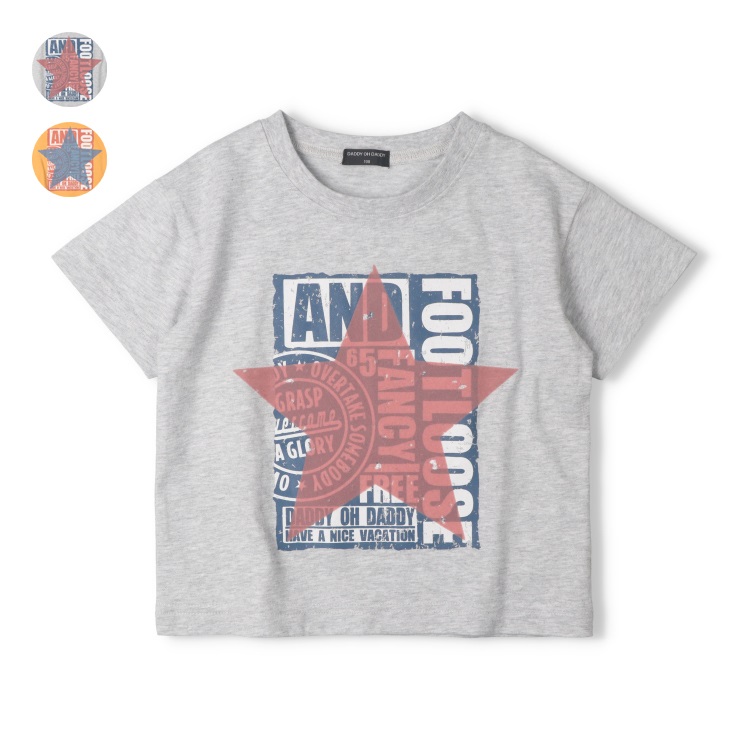 *星フロッキープリント半袖Tシャツ