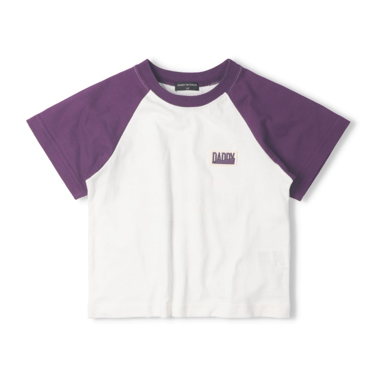 ラグランデザイン半袖Tシャツ(パープル-100cm)