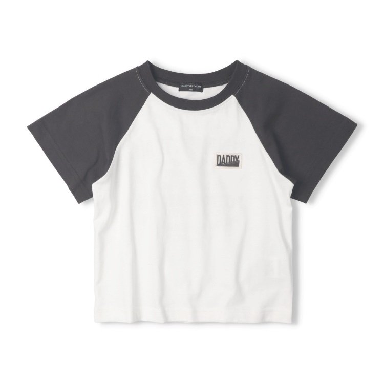 ラグランデザイン半袖Tシャツ(ブラック-120cm)