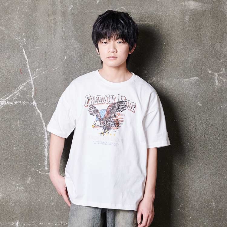 【WEB限定】ワシプリント半袖Tシャツ(オフホワイト-160cm)