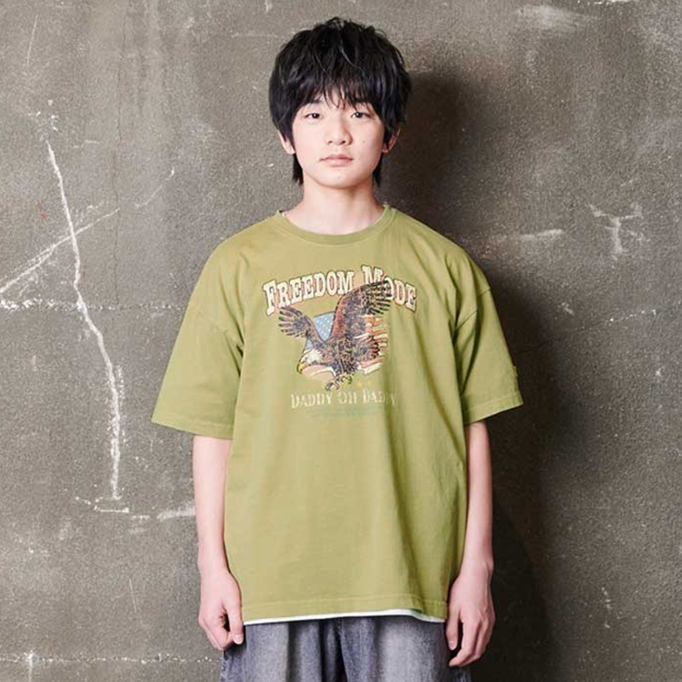 【WEB限定】ワシプリント半袖Tシャツ(カーキグリーン-160cm)