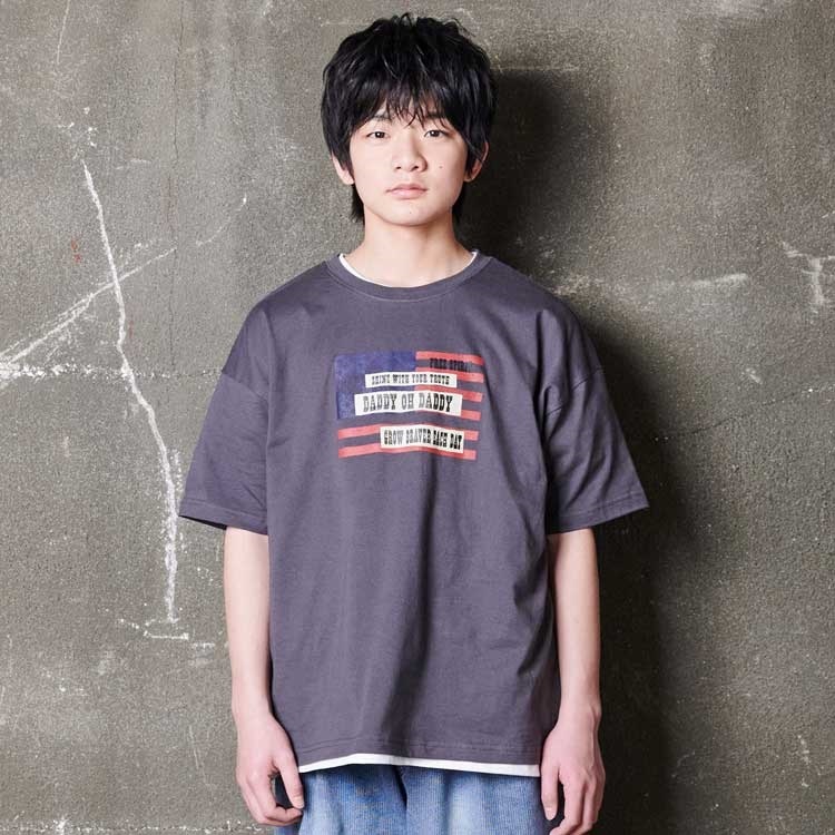 【WEB限定】星条旗プリント半袖Tシャツ(スミブラック-160cm)