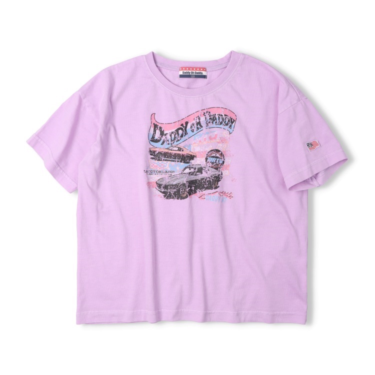 【WEB限定】車かすれプリント半袖Tシャツ(パープル-120cm)