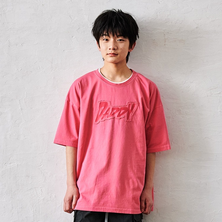 【WEB限定】ロゴアップリケ半袖Tシャツ(ピンク-160cm)