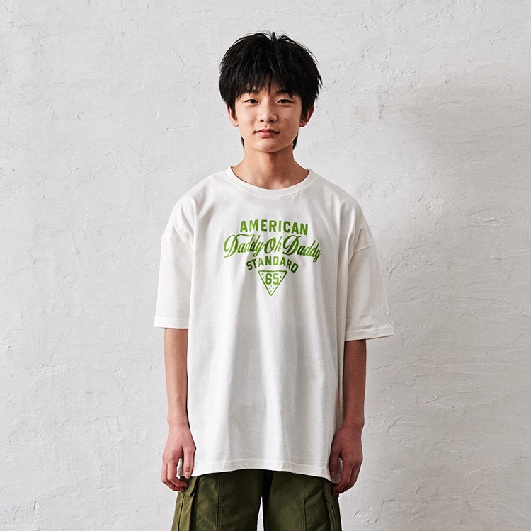 *【WEB限定】フロッキープリント半袖Tシャツ(オフホワイト-130cm)