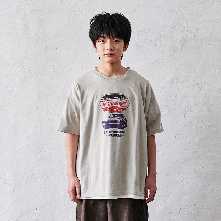 【WEB限定】車プリント半袖Tシャツ(グレージュ-170cm)