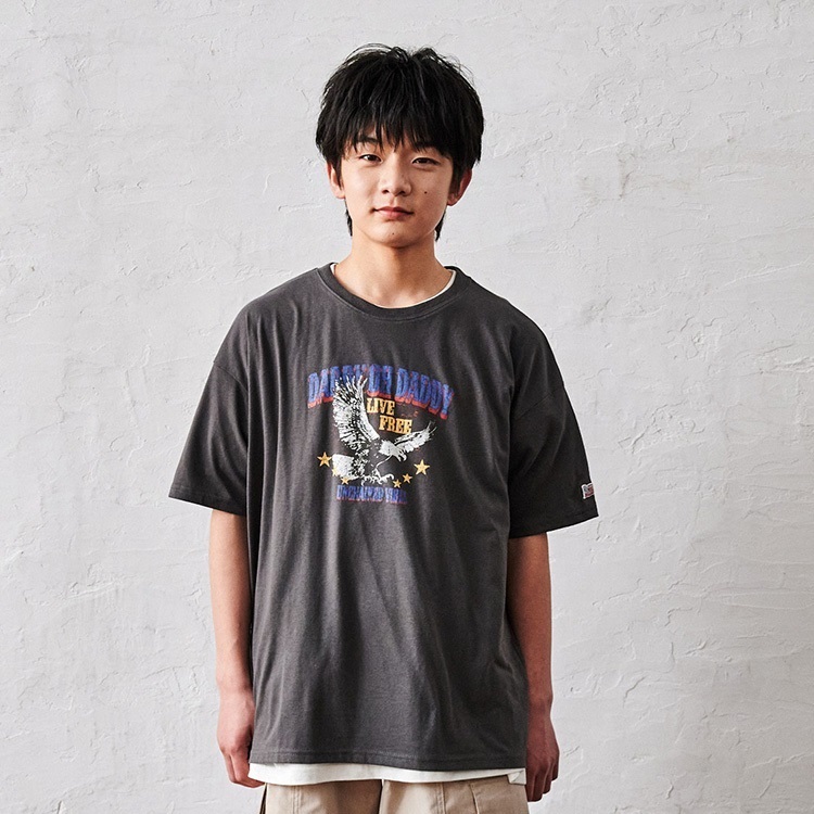 *【WEB限定】かすれプリント半袖Tシャツ(スミブラック-150cm)