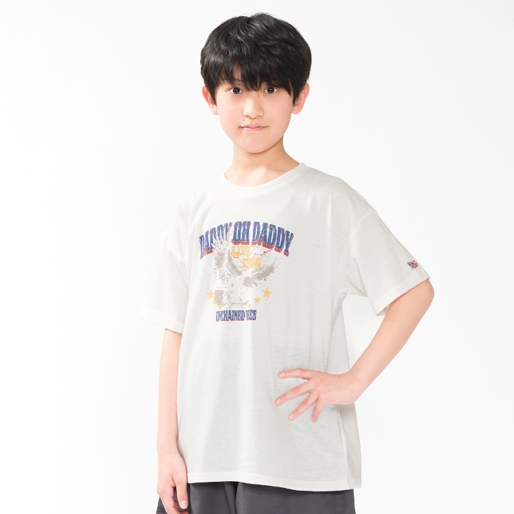 *【WEB限定】かすれプリント半袖Tシャツ(オフホワイト-160cm)