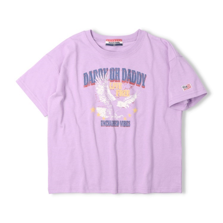 *【WEB限定】かすれプリント半袖Tシャツ(パープル-170cm)