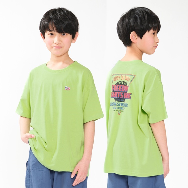 *【WEB限定】バックプリント半袖Tシャツ(イエローグリーン-130cm)