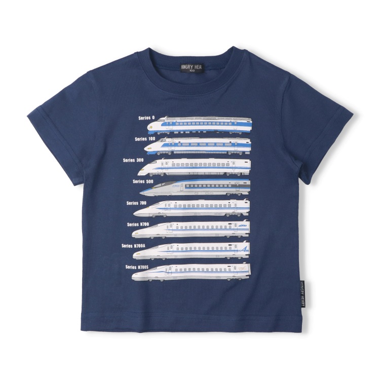 歴代新幹線電車プリント半袖Tシャツ(ネイビー-110cm)