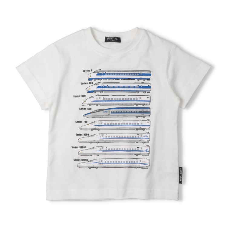 歴代新幹線電車プリント半袖Tシャツ(ホワイト-120cm)